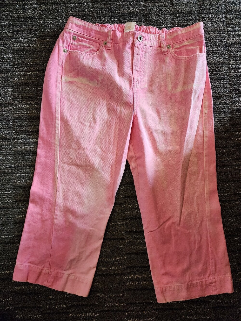 Motherhood Maternity Pink Denim Capri Size Medium M 100% Cotton Stretch Waist